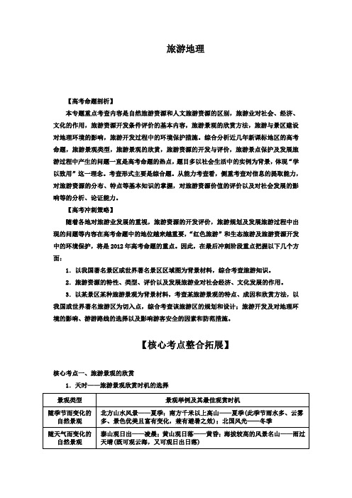 2012年高考地理命题热点集锦09旅游地理(解析版)