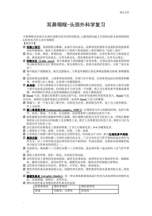 耳鼻咽喉头颈外科学重点 考点