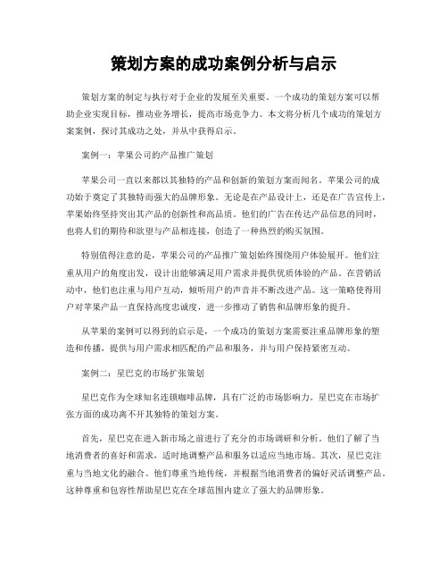 策划方案的成功案例分析与启示