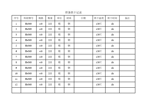 焊条烘干记录