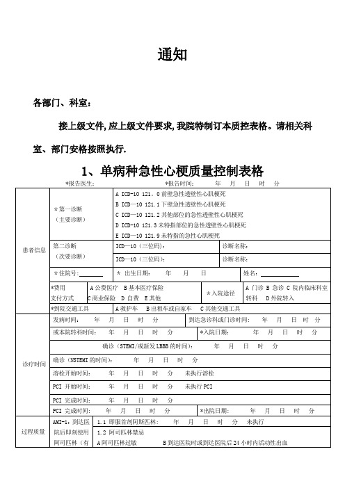 医院单病种质量控制表单(完整版)