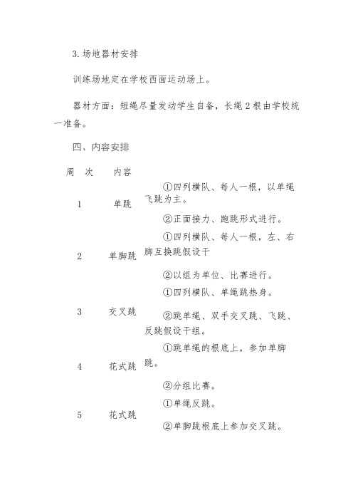 跳绳活动计划安排表