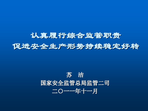 安全生产综合监管职责(安监总局讲座)