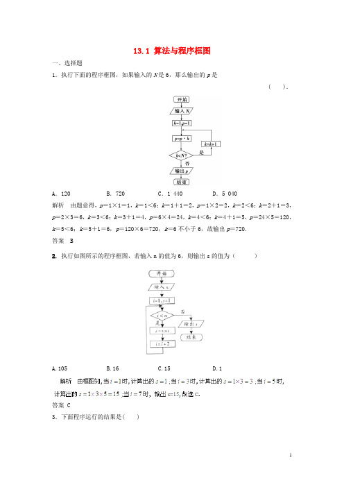 【步步高】高考数学大一轮复习 13.1 算法与程序框图试题(含解析)新人教A