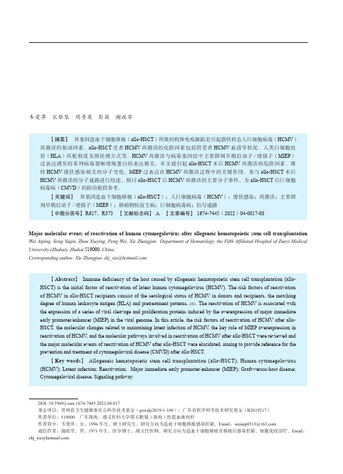 异基因造血干细胞移植后人巨细胞病毒再激活的主要分子事件