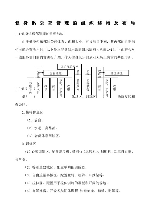 健身俱乐部管理的组织结构及布局