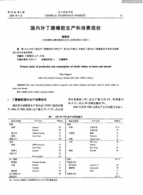 国内外丁腈橡胶生产和消费现状