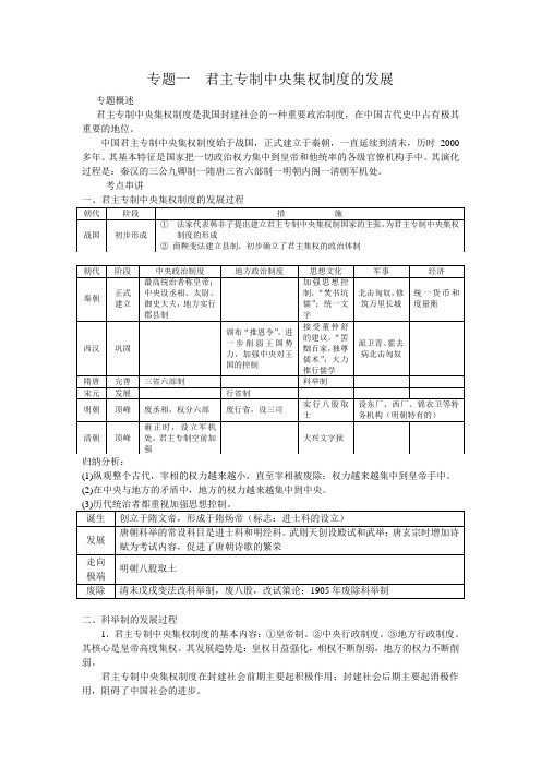 专题一  君主专制中央集权制度的发展