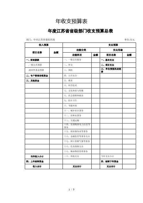 年收支预算表