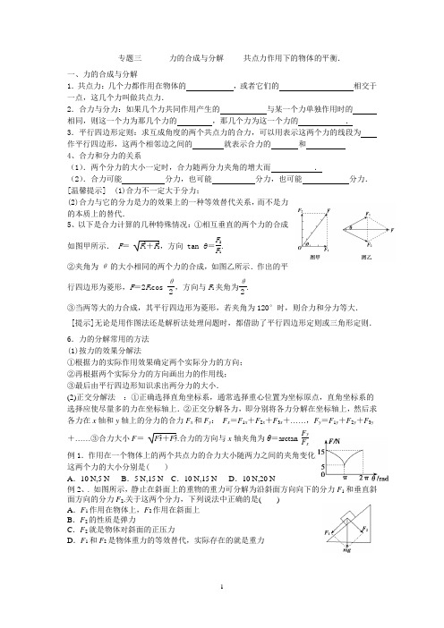 专题三       力的合成与分解     共点力作用下的物体的平衡