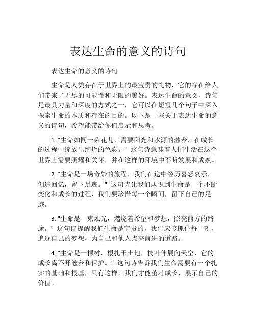 表达生命的意义的诗句