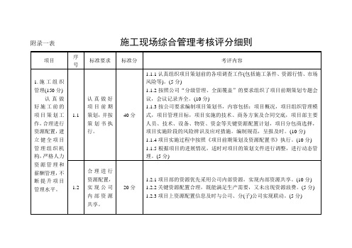 施工现场综合管理考核标准评分细则222