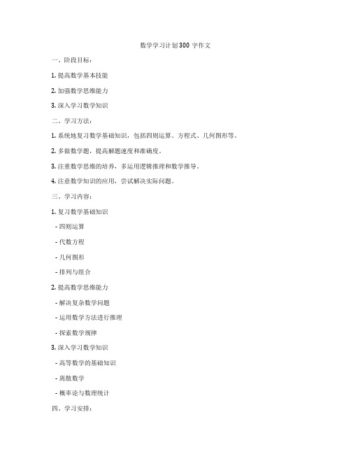 数学学习计划300字作文