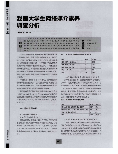 我国大学生网络媒介素养调查分析