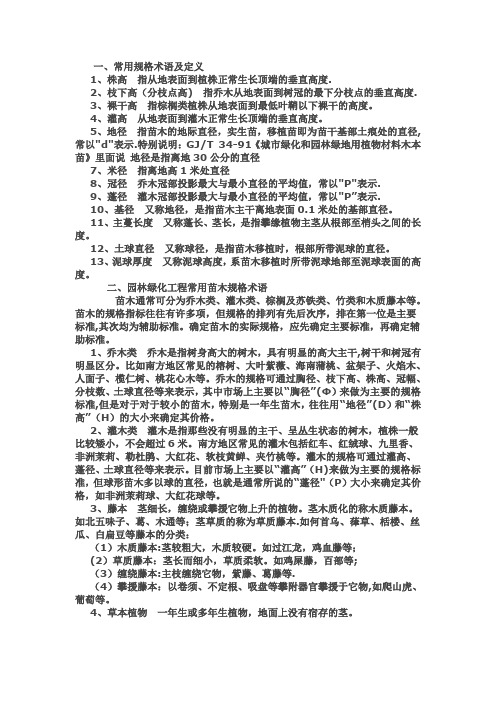 园林绿化术语学习资料