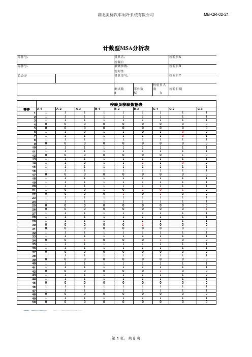 检漏台MSA分析表