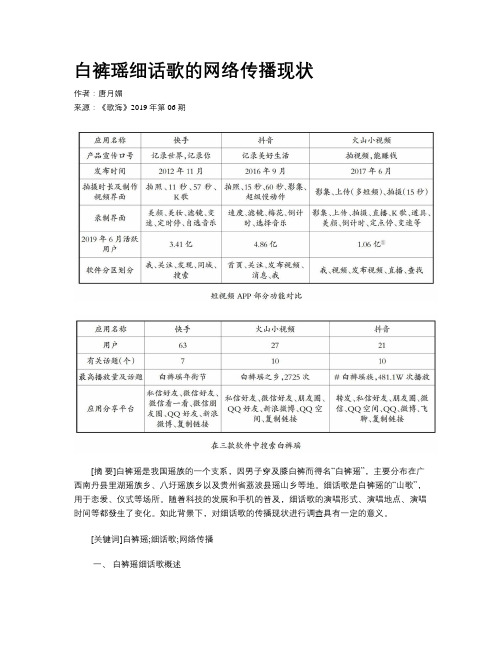 白裤瑶细话歌的网络传播现状