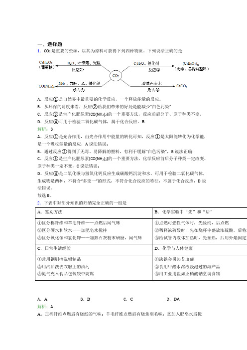 (人教版)深圳九年级化学下册第十二单元《化学与生活》经典测试(答案解析)