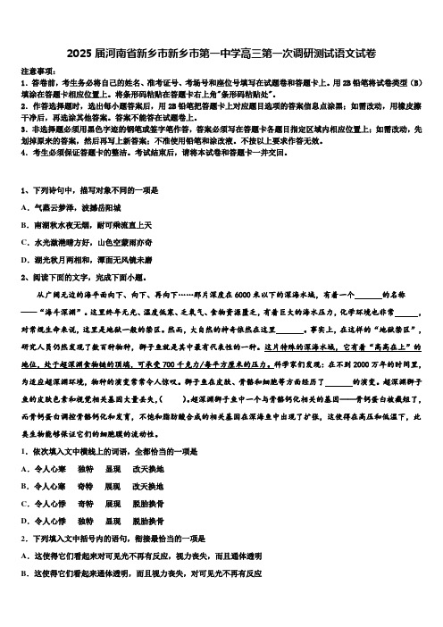 2025届河南省新乡市新乡市第一中学高三第一次调研测试语文试卷含解析