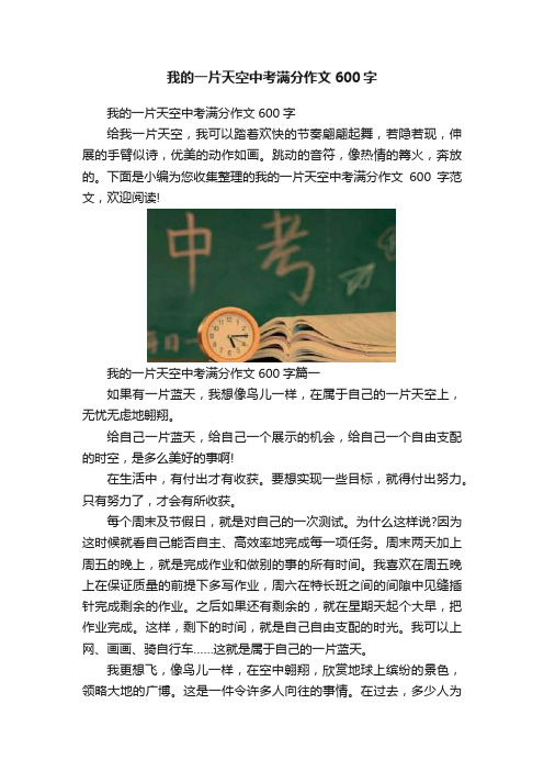 我的一片天空中考满分作文600字