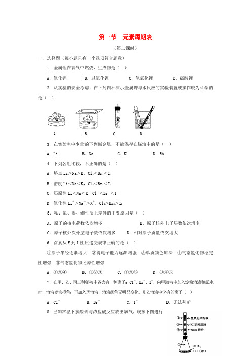 高三化学一轮复习 碱金属卤素练习 新人教版