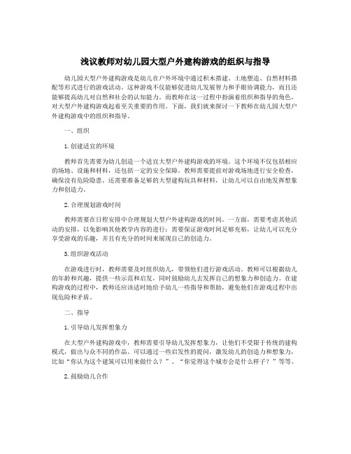 浅议教师对幼儿园大型户外建构游戏的组织与指导