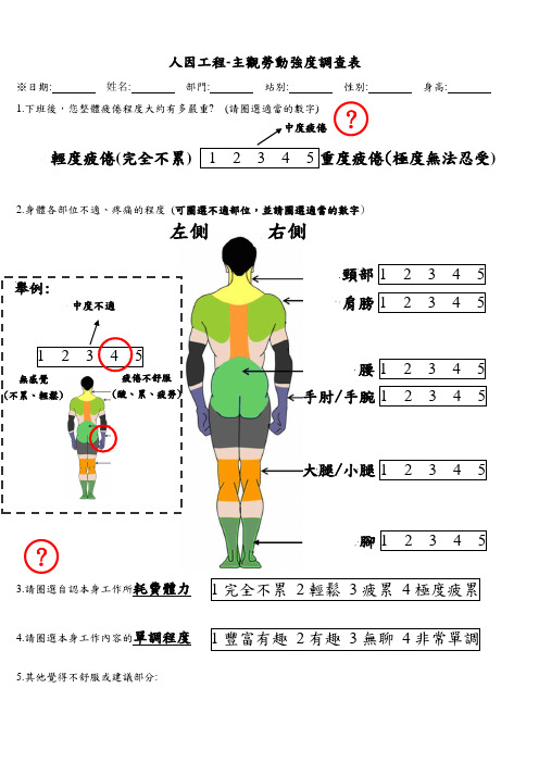 主观劳动强度调查表