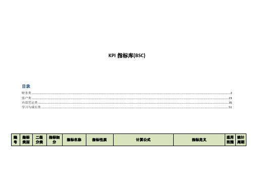 KPI指标库(BSC)