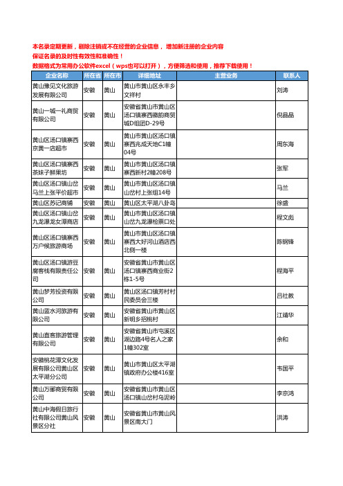 2020新版安徽省黄山纪念品工商企业公司名录名单黄页联系方式大全38家