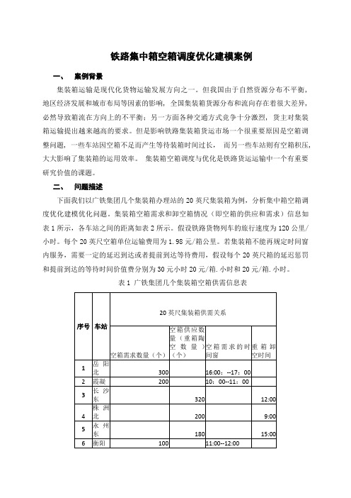 铁路集中箱空箱调度优化建模案例(案例2)