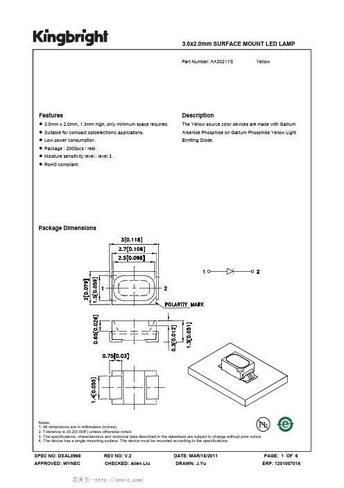 AA3021YS, 规格书,Datasheet 资料