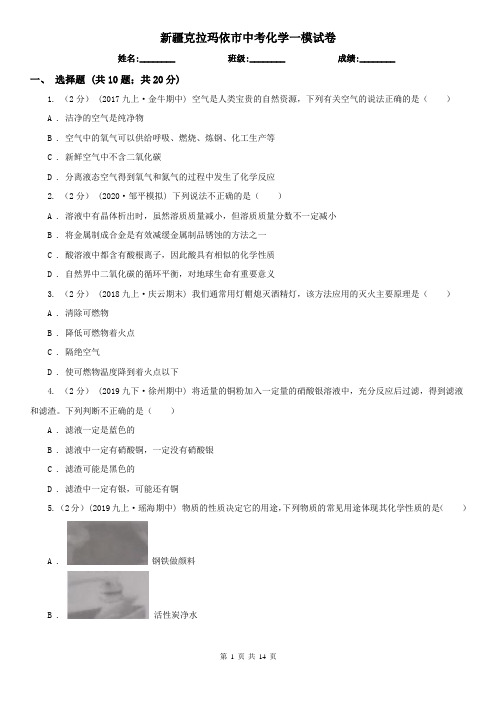 新疆克拉玛依市中考化学一模试卷