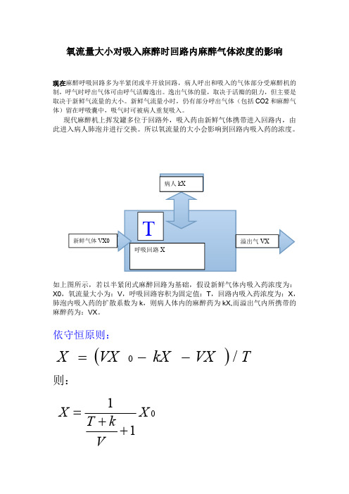 吸入麻醉时氧流量大小对麻醉回路麻醉气体浓度的影响