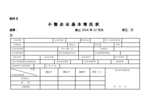 小微企业基本情况表