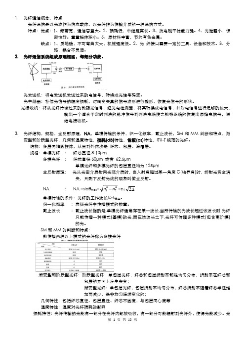 光纤通信系统复习提纲