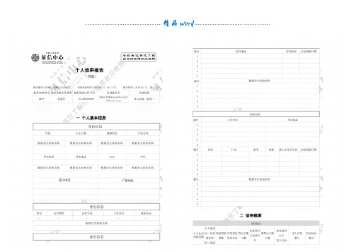 个人征信报告模板征信报告模板(2019带水印)