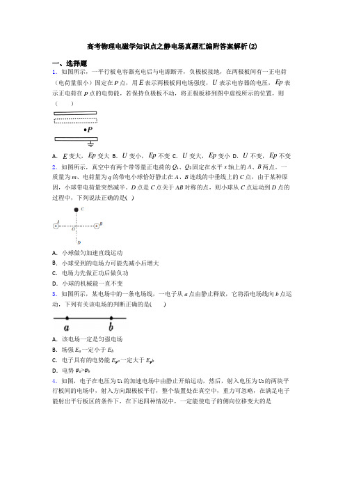 高考物理电磁学知识点之静电场真题汇编附答案解析(2)