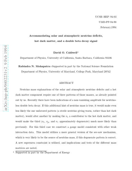 Accomodating Solar and Atmospheric Neutrino Deficits, Hot Dark Matter, and a Double Beta De