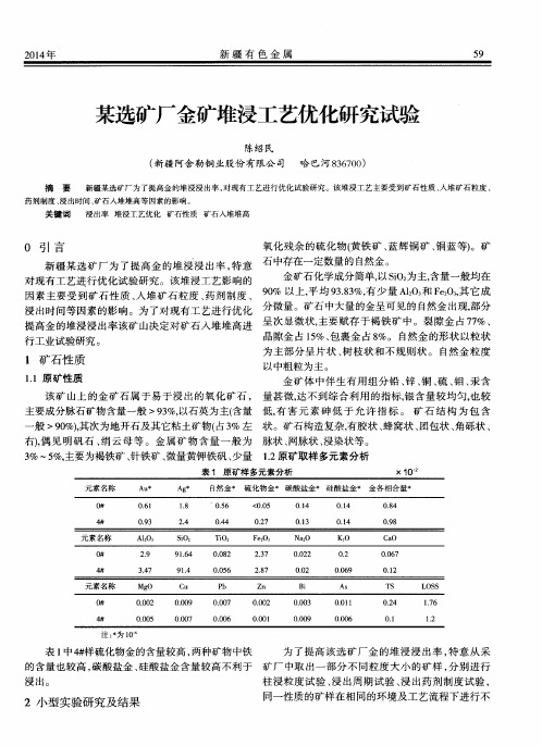 某选矿厂金矿堆浸工艺优化研究试验