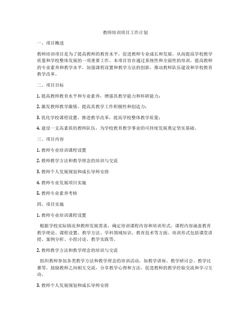 教师培训项目工作计划