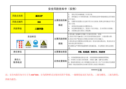 安全风险告知卡