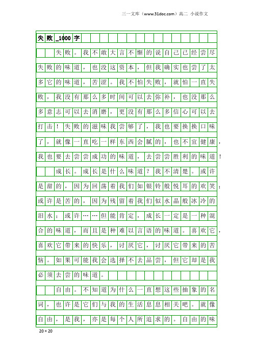 高二小说作文：失败_1000字