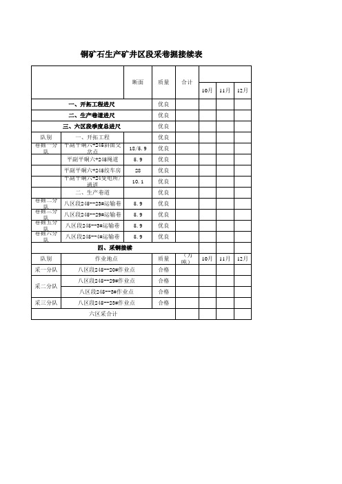 铜业公司区段采掘进接续表