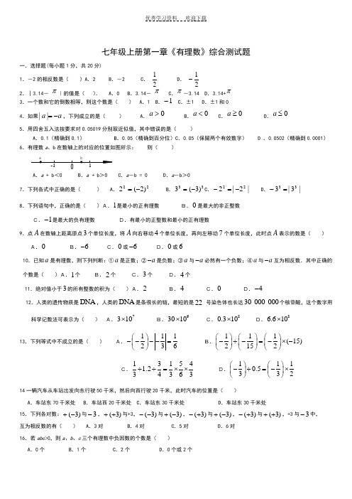 七年级上册第一章《有理数》综合测试题