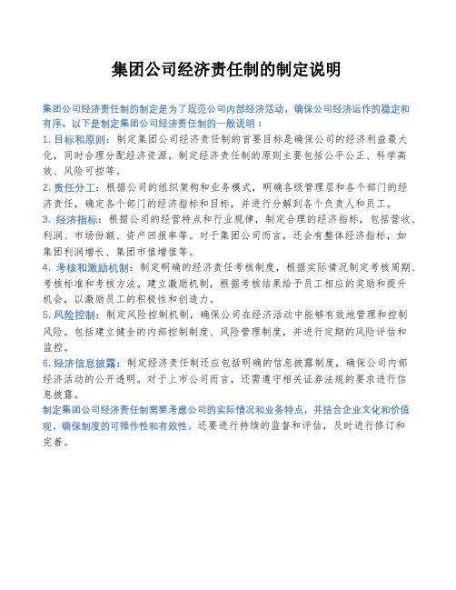 集团公司经济责任制的制定说明