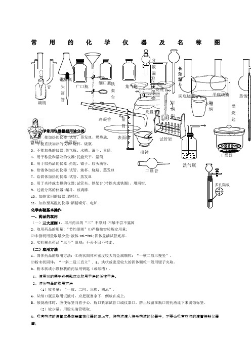 常用的化学仪器及名称图整理