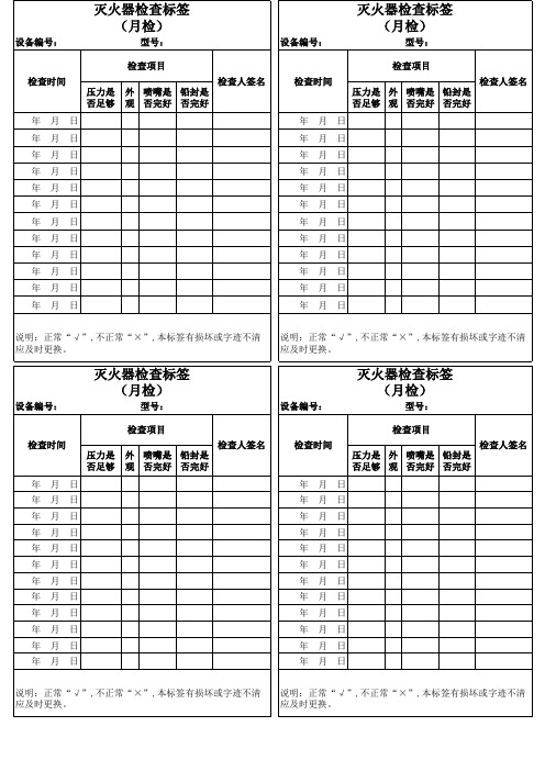 灭火器检查标签(月检)