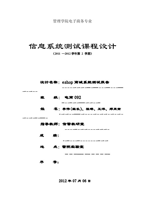 信息系统测试报告