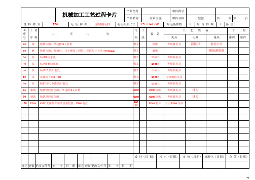 型芯型腔加工工艺卡