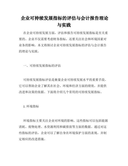 企业可持续发展指标的评估与会计报告理论与实践